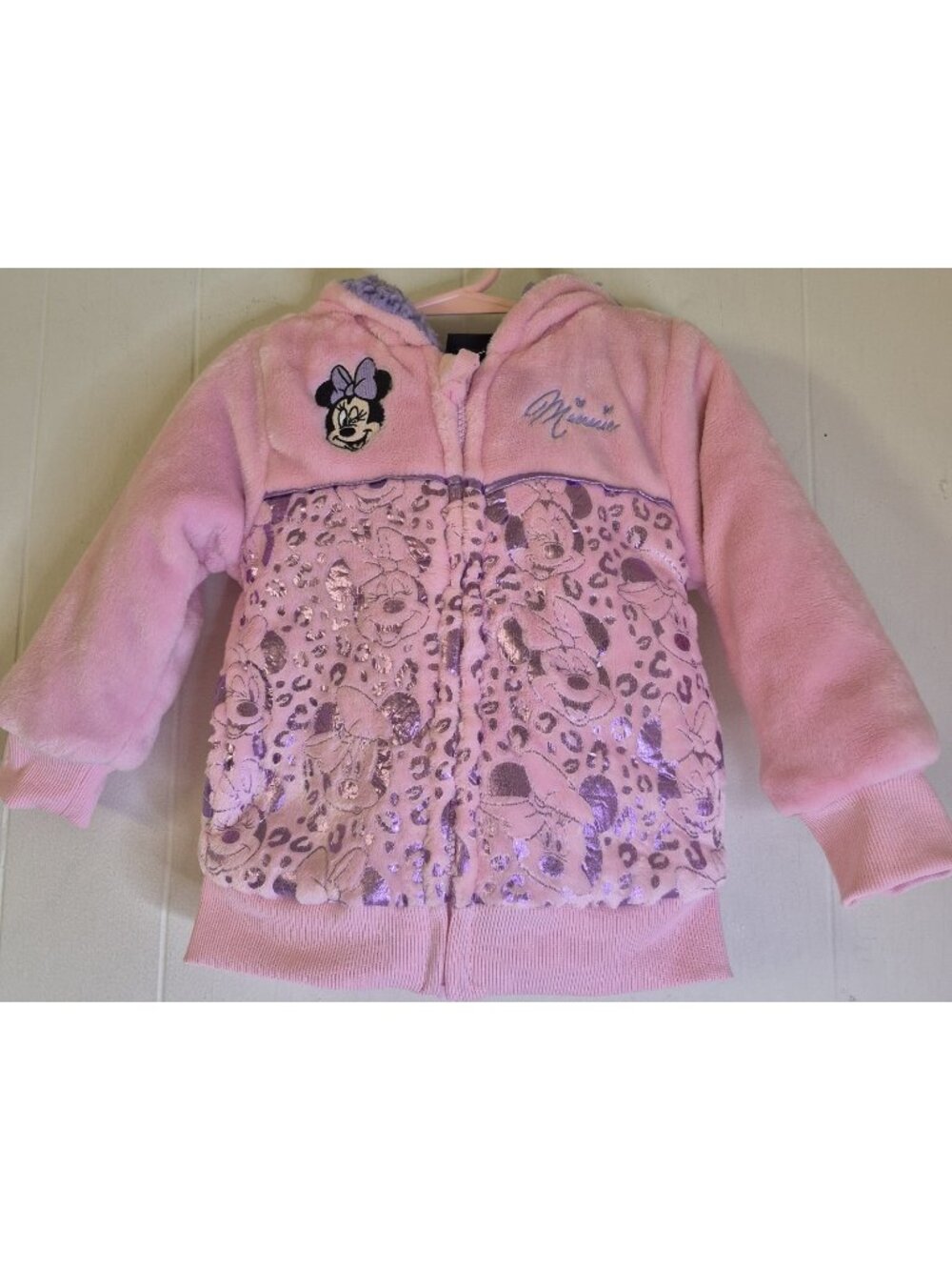 Disney Pink Hooded Fleece Minnie Jacket Toddler Girls Size 3T